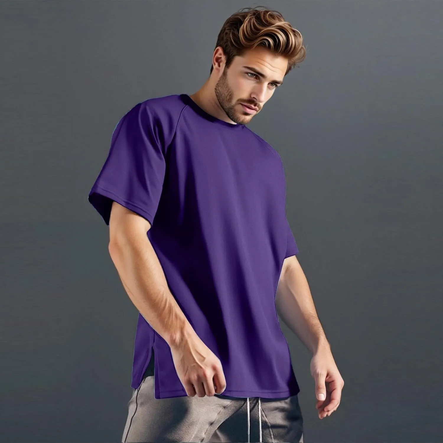 Mens Round Neck Pullovers Quick Dry Lightweight Breathable Summer Crewneck Workout Gym Shirt Sports Tops