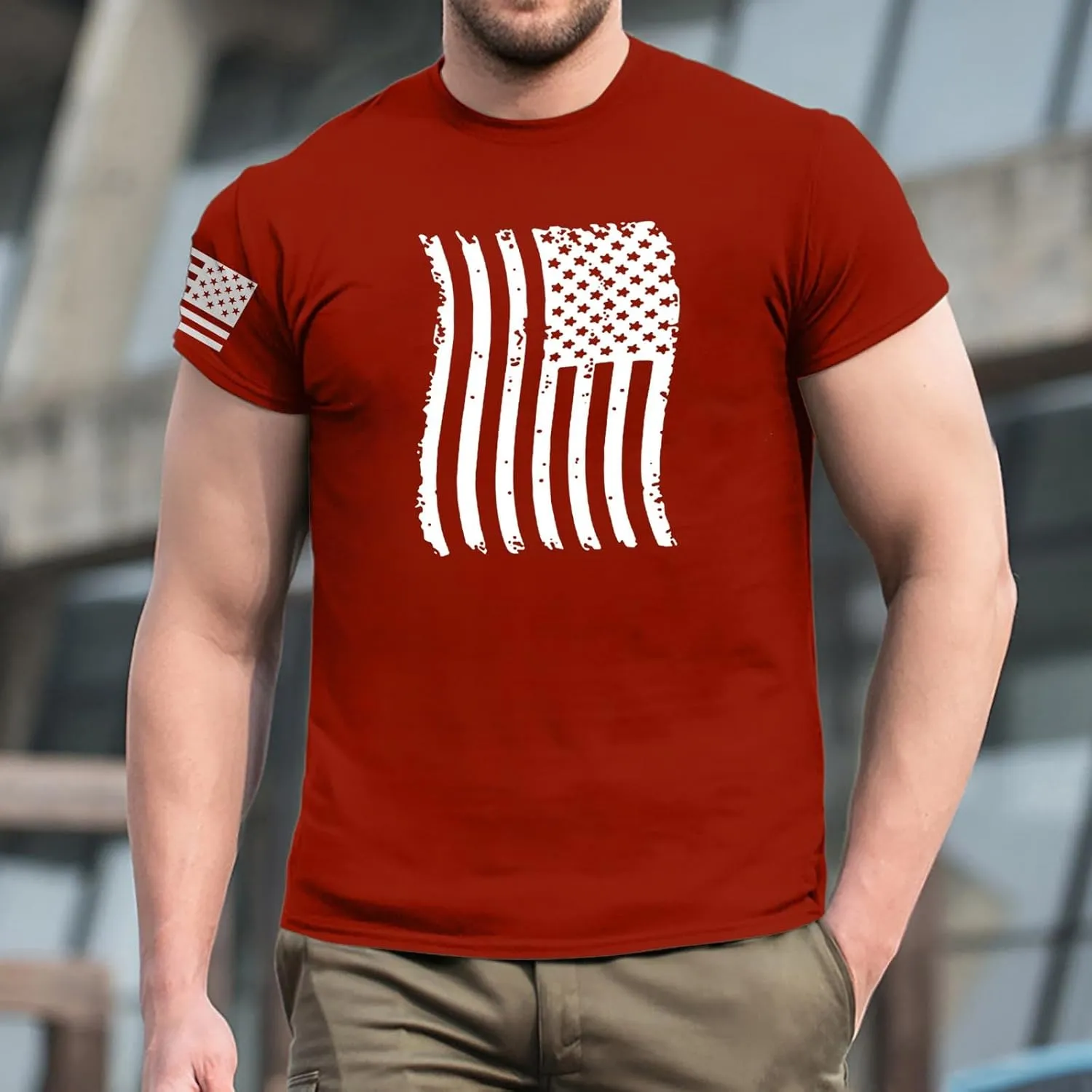 Men's Shirt Sleeve 1776 USA Flag Graphic Dry Fit Cotton Comfortable T-Shirts Patriotic Shirts