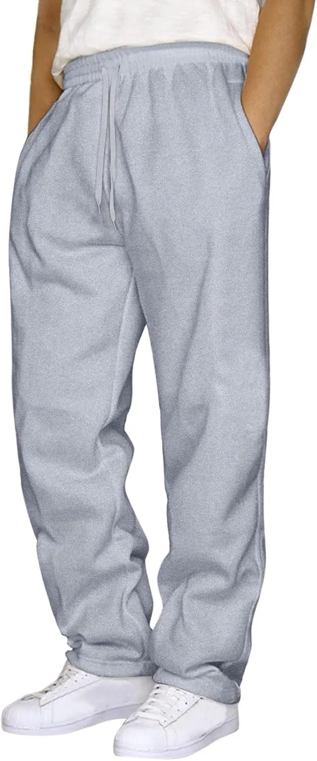 Mens Sweatpants Solid Color Joggers Lounge Workout Sport Pants Fall Winter Long Trousers with Pockets