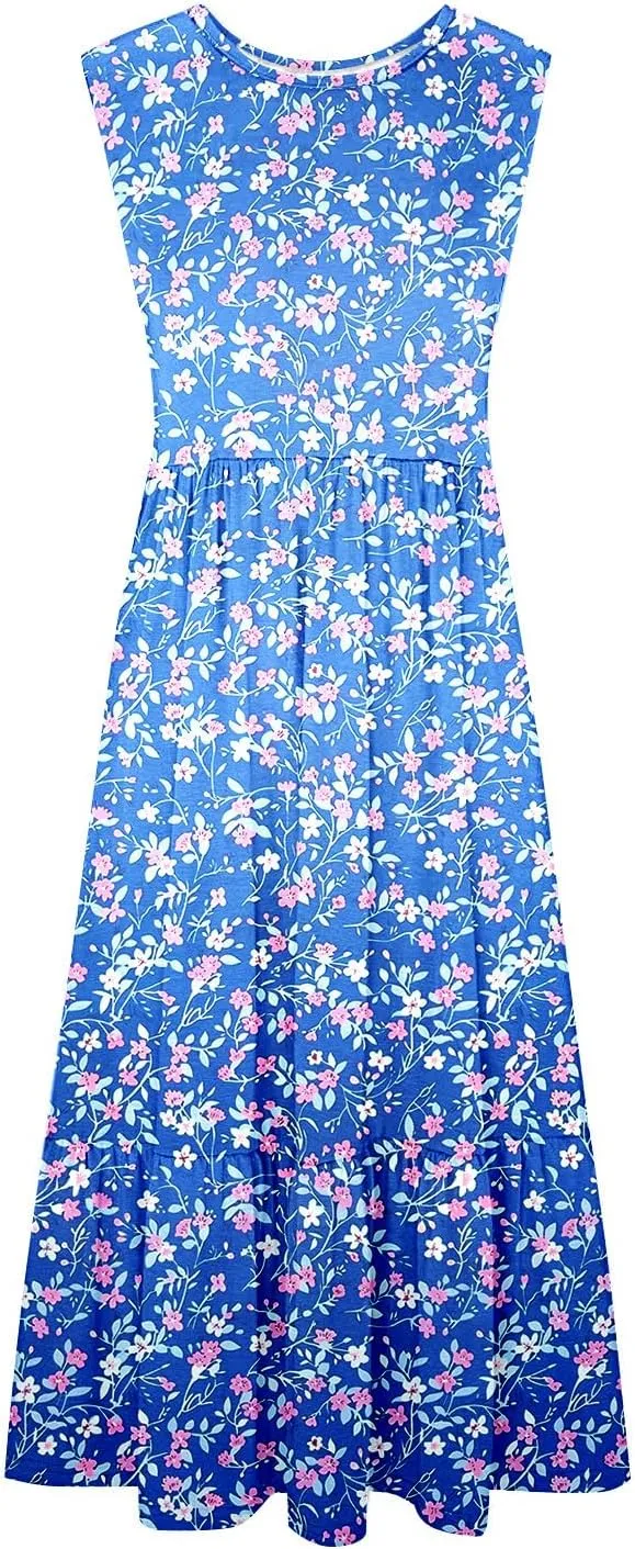 Midi Dresses for Women Elegant Halter Dress Pleated Flowy Comfortable Soft Dress Summer Outing Dresses with Pockets