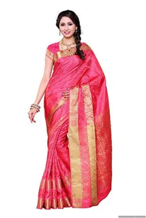 Mimosa Women's Artificial Silk Saree kanchipuram Uppada style, color :Gajjari(3276-2092-SD-GAJJ)