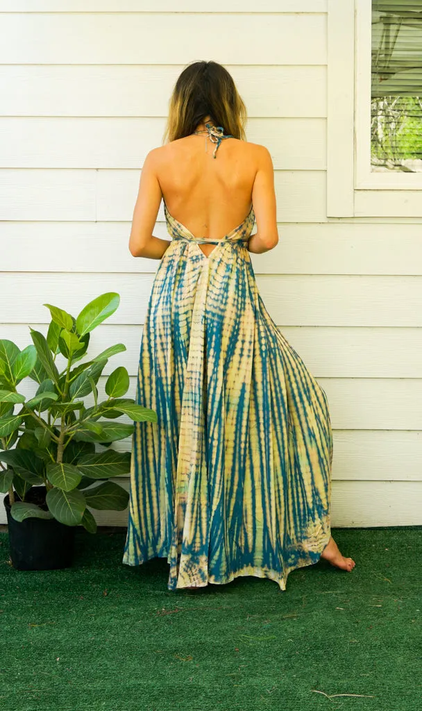 Ocean Meadow Hand-Dyed Wrap Maxi Dress