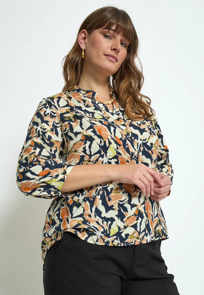 Odette Blouse Curve - Jet Black Print
