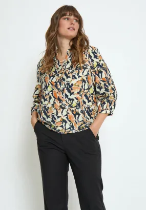 Odette Blouse Curve - Jet Black Print