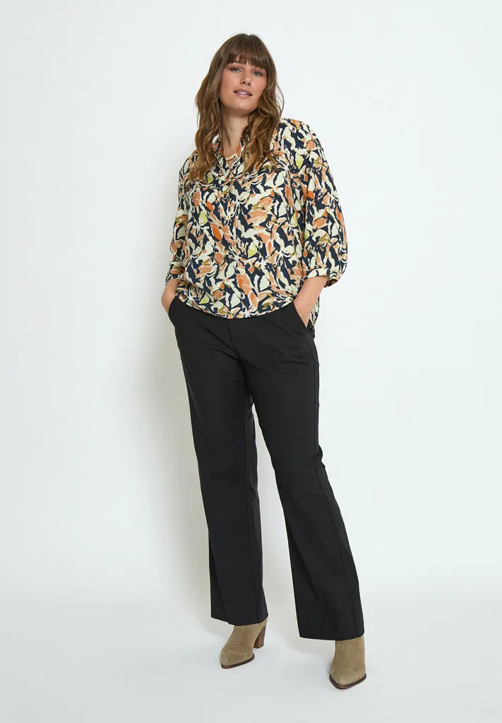 Odette Blouse Curve - Jet Black Print