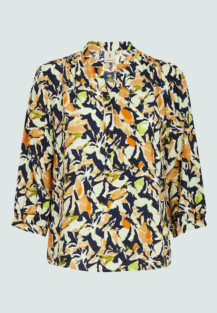 Odette Blouse Curve - Jet Black Print
