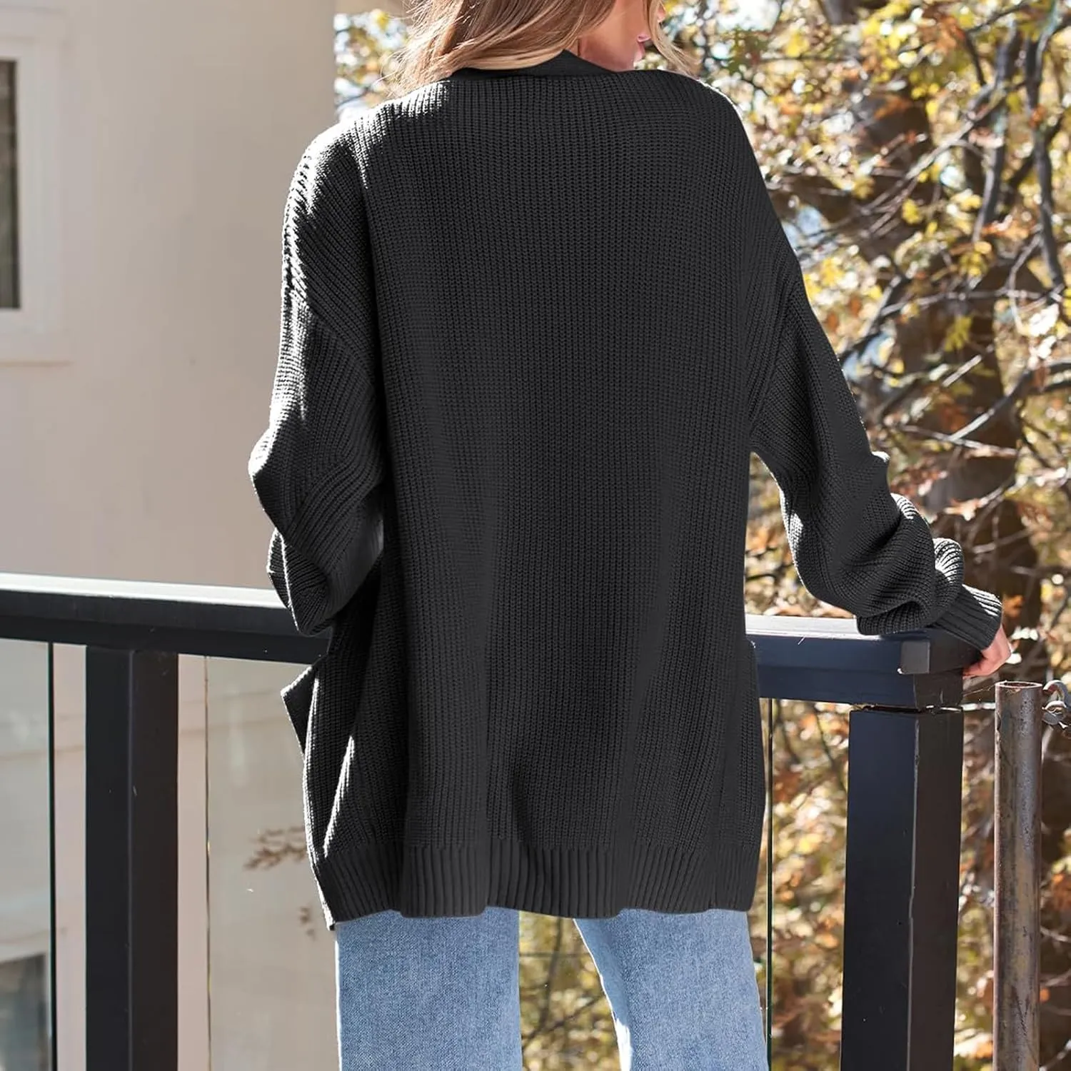 Oversized Cardigans for Women Soft Long Sleeve Cable Knit Sweater Open Front Chunky Knit Cardigan with Pockets