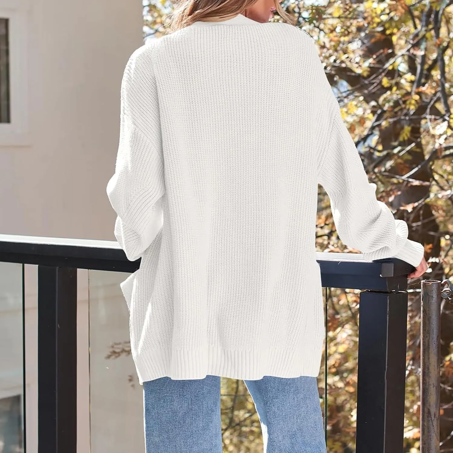 Oversized Cardigans for Women Soft Long Sleeve Cable Knit Sweater Open Front Chunky Knit Cardigan with Pockets