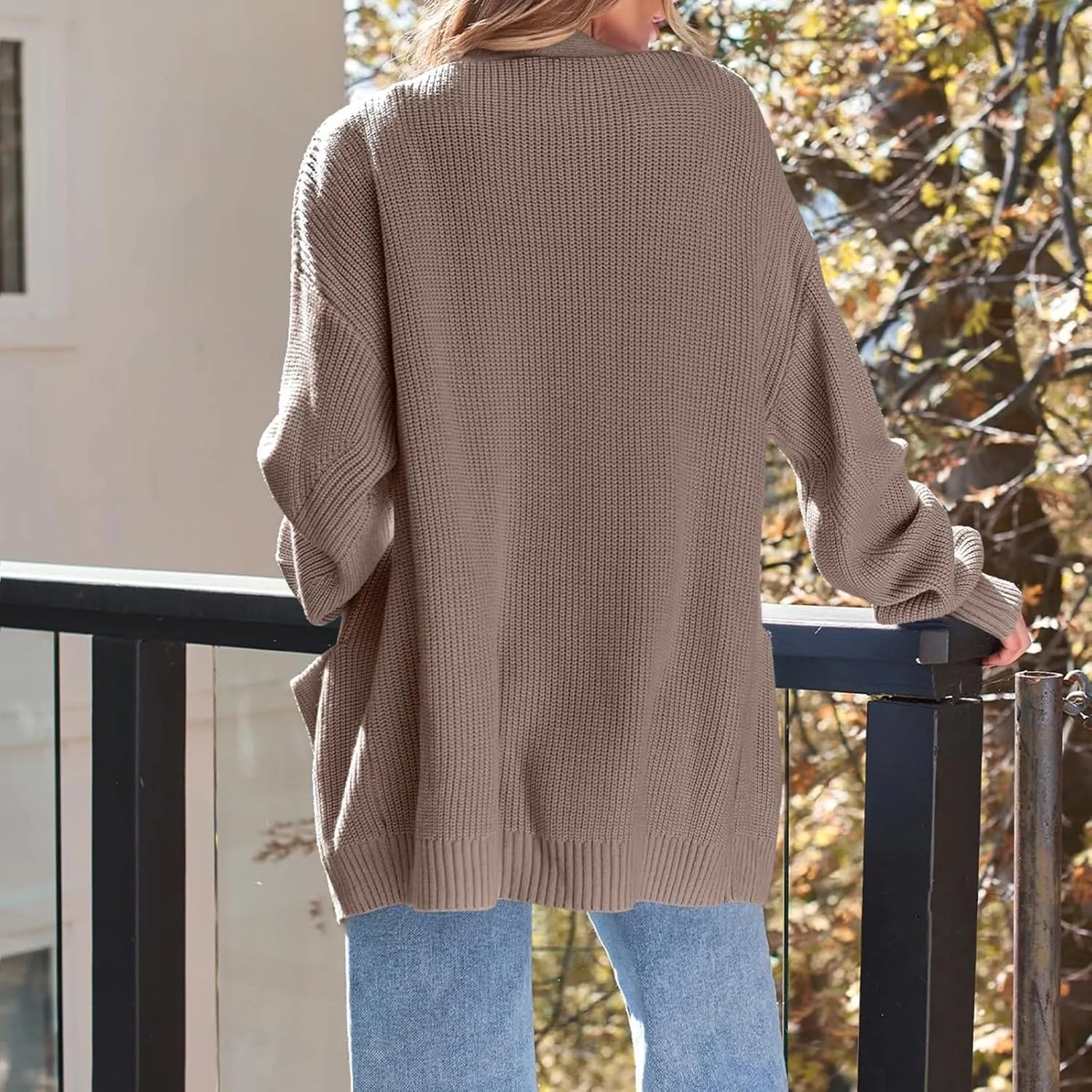 Oversized Cardigans for Women Soft Long Sleeve Cable Knit Sweater Open Front Chunky Knit Cardigan with Pockets