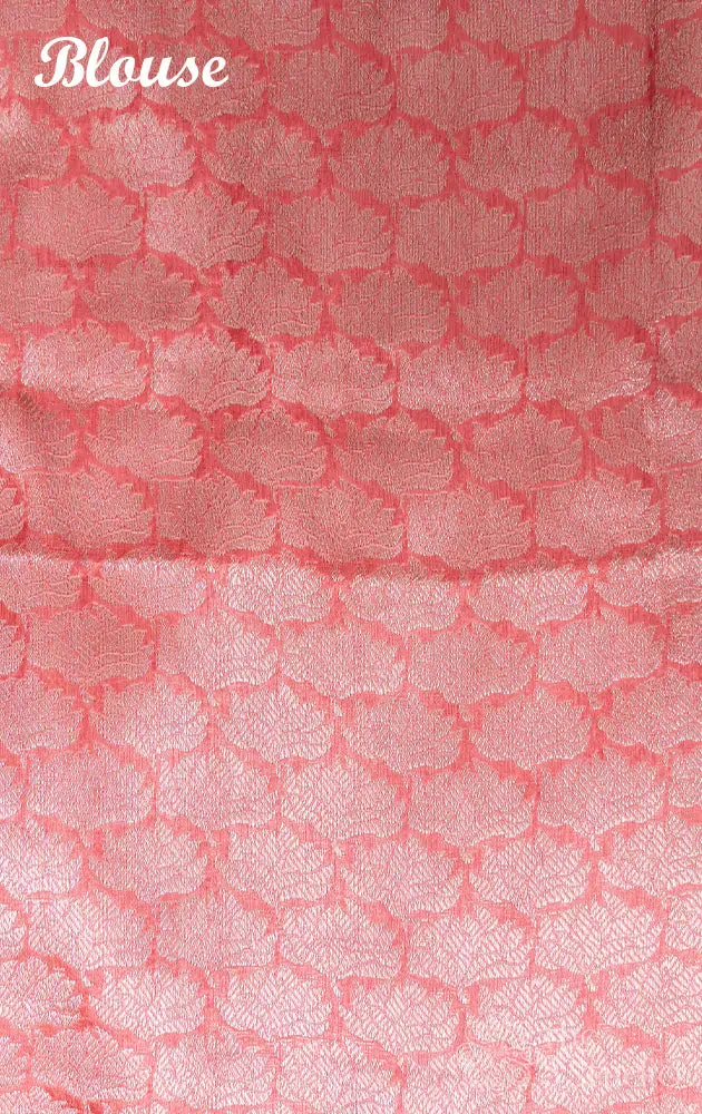Peach silver buttas banarasi silk saree with brocade blouse