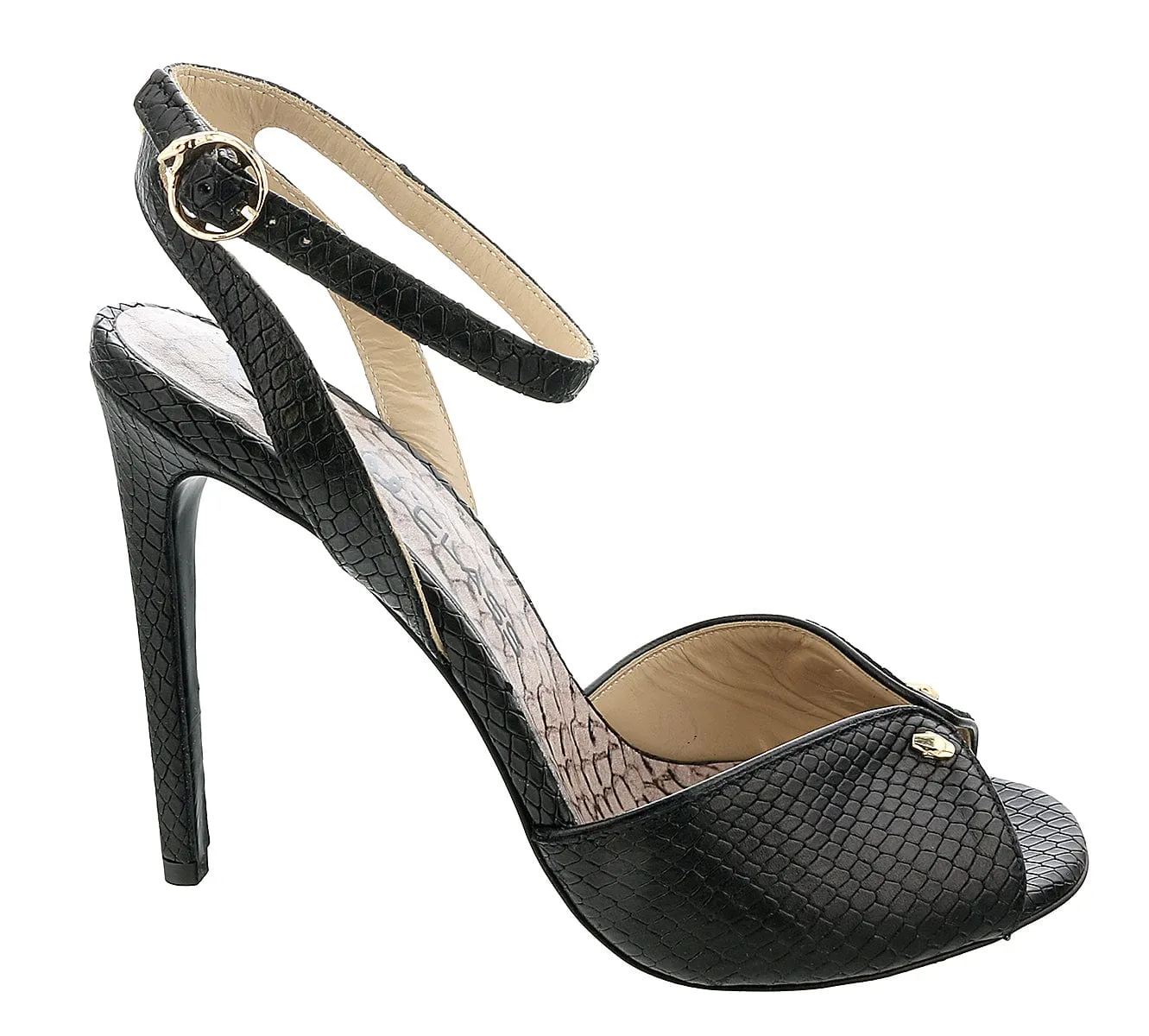 Roberto Cavalli Class  Black Opent Toe High Heel Sandal-