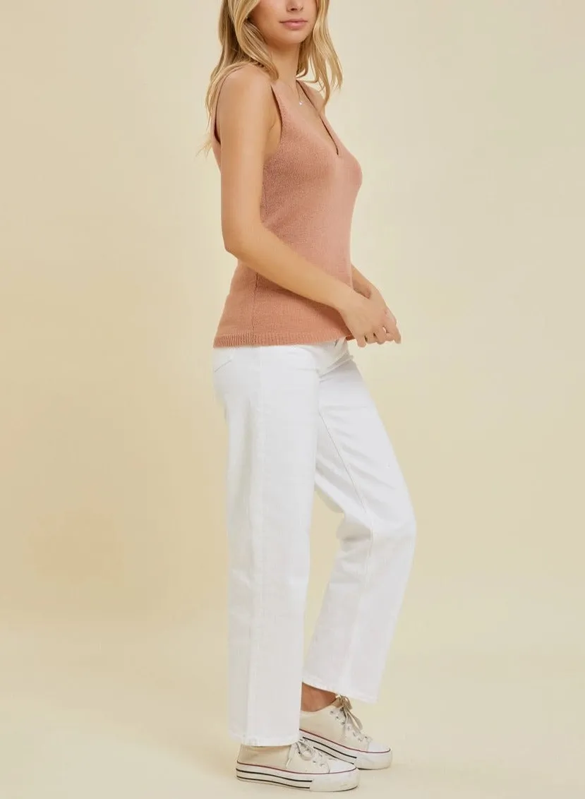Rum Fine Knit Sleeveless Tank Top