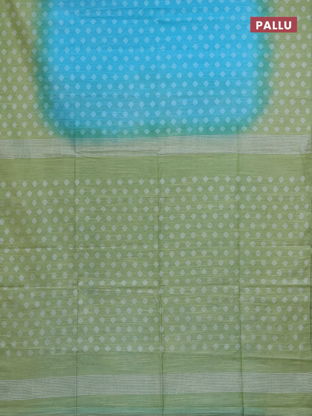 Semi bamboo saree light blue and light green with thread woven buttas in borderless style