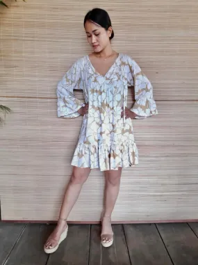SHORT DRESS MONA New Flower White/ Sand
