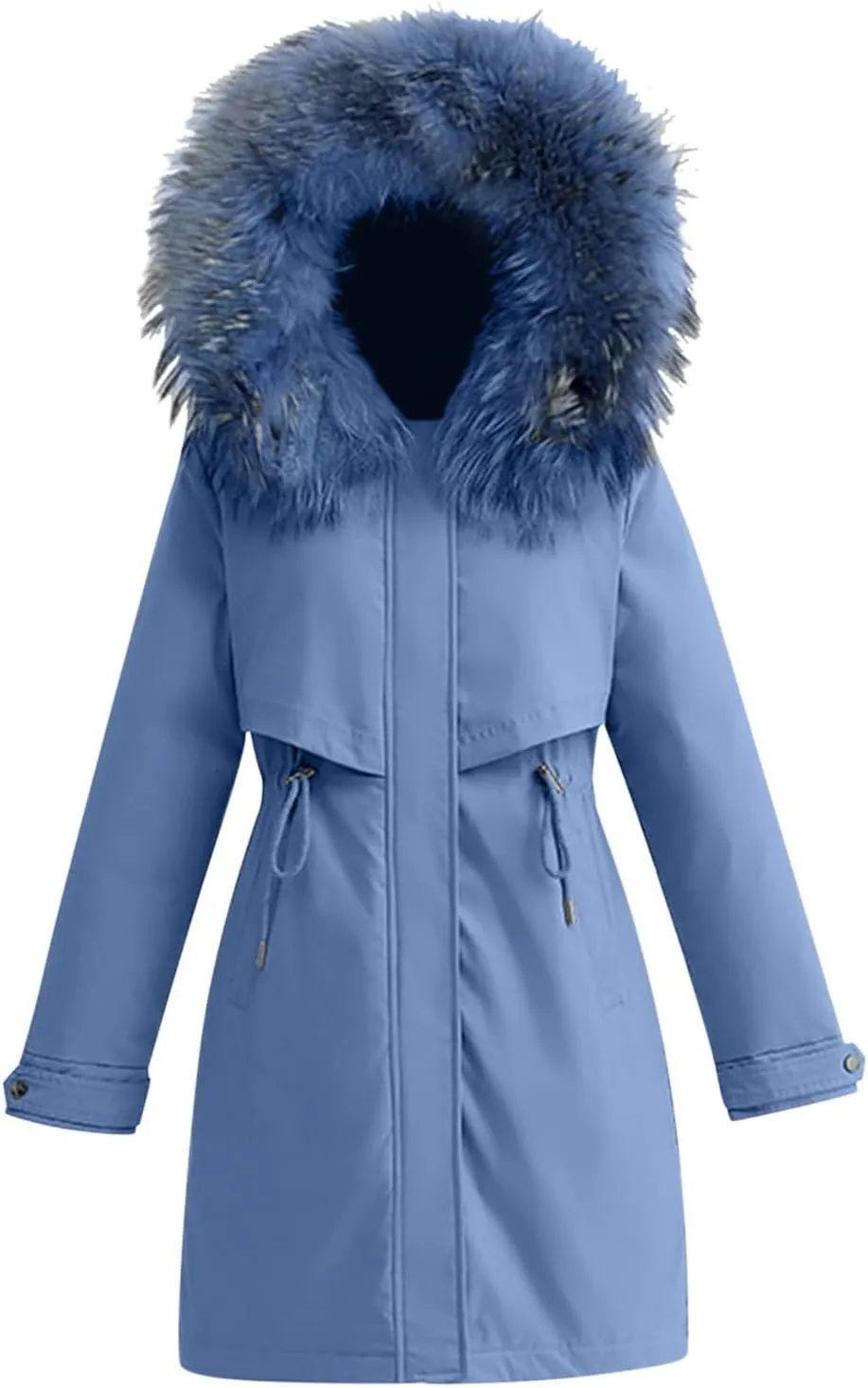 Ski Jackets for Women Winter Down Coats with Hood Tunic Drawstring Thicken Puffer Parkas Mid Long Jacket Anoraks