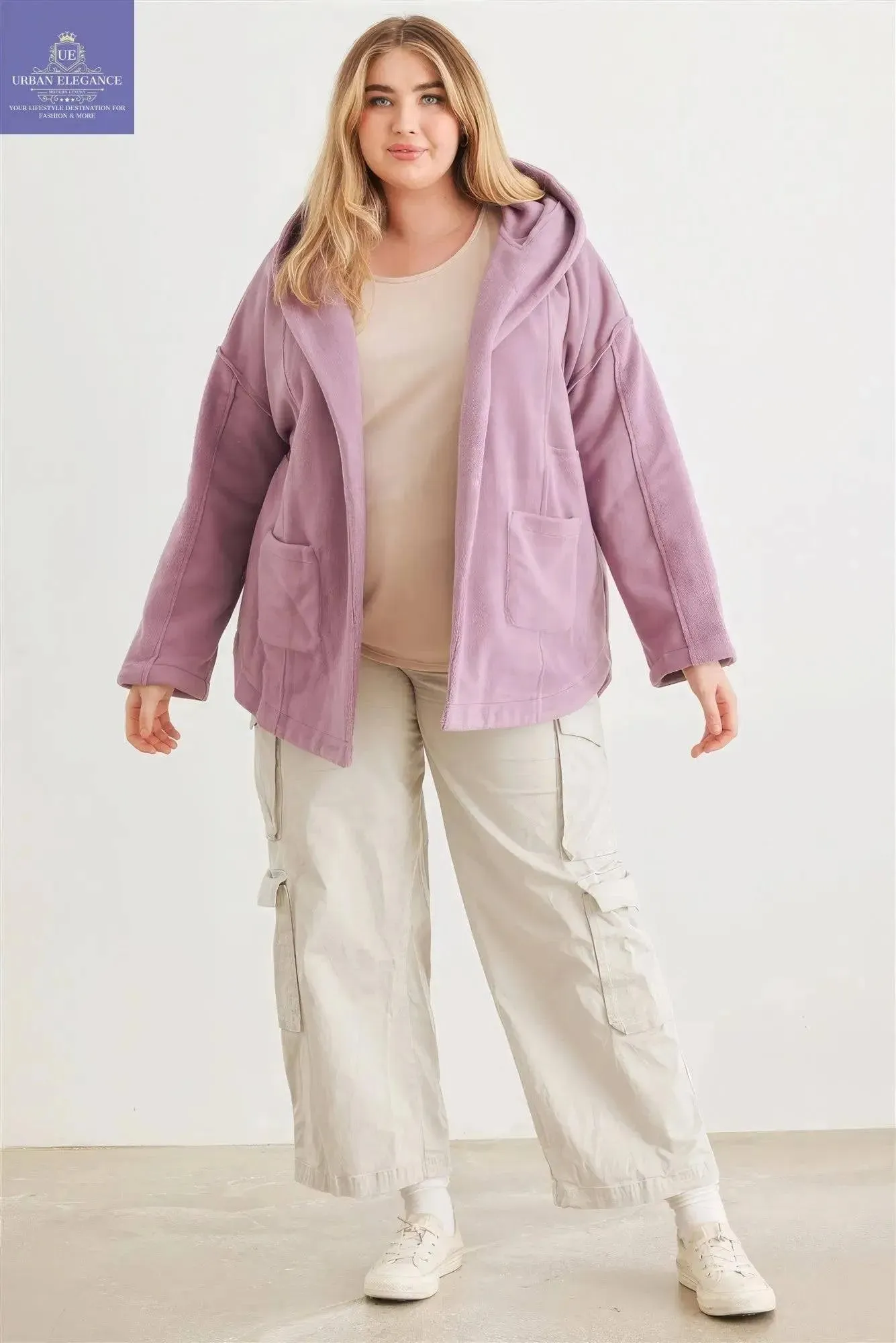 Soft Touch Hooded Cardigan Jacket - Mauve