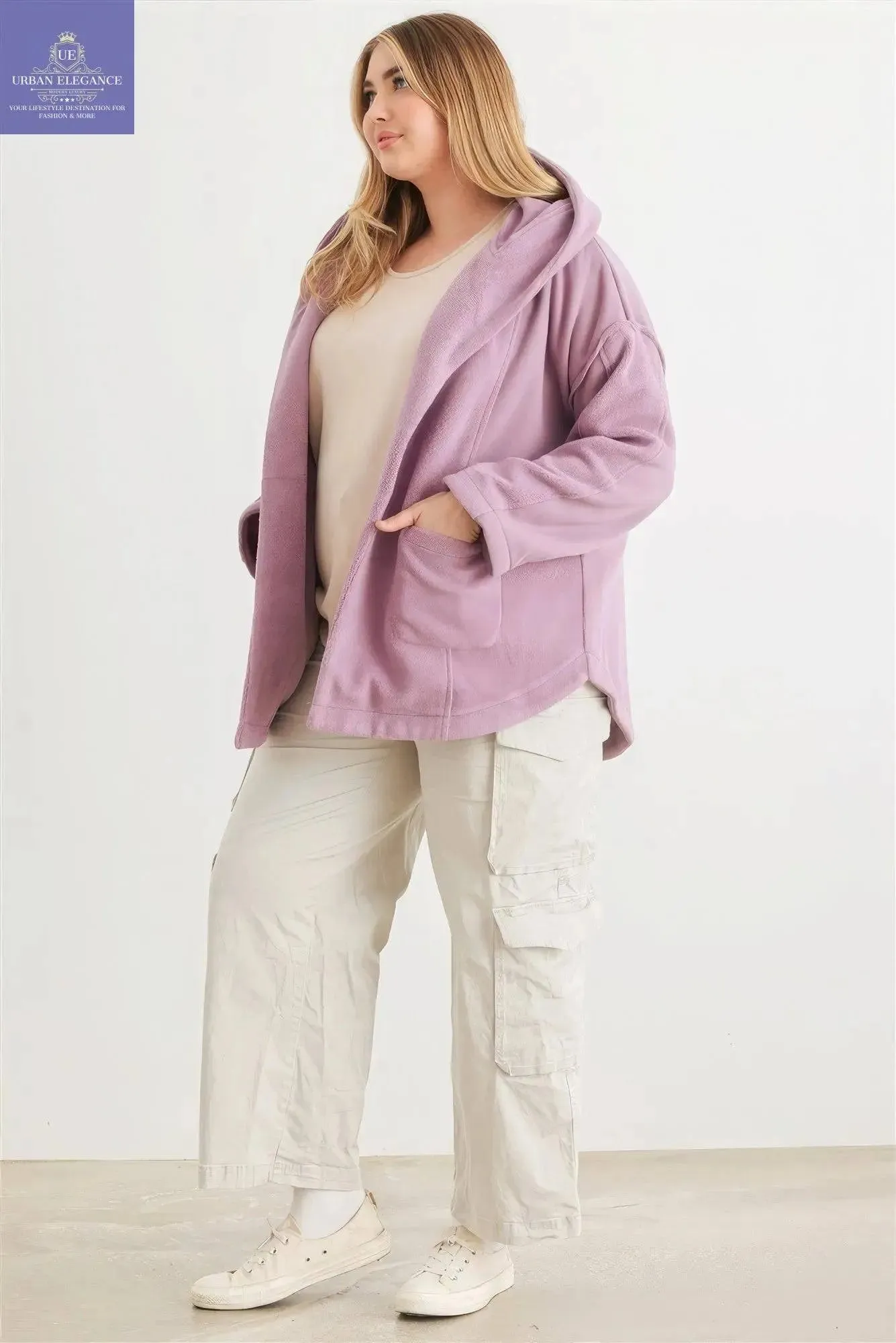 Soft Touch Hooded Cardigan Jacket - Mauve