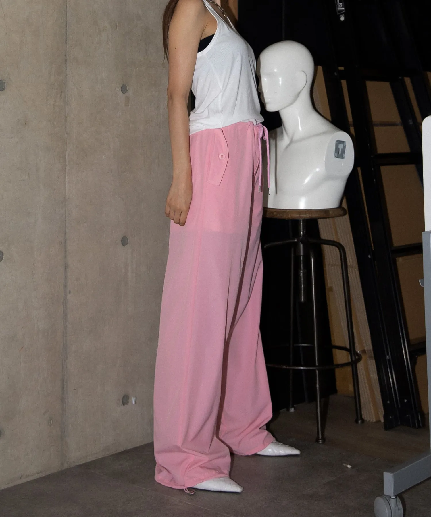 String airy nylon pants