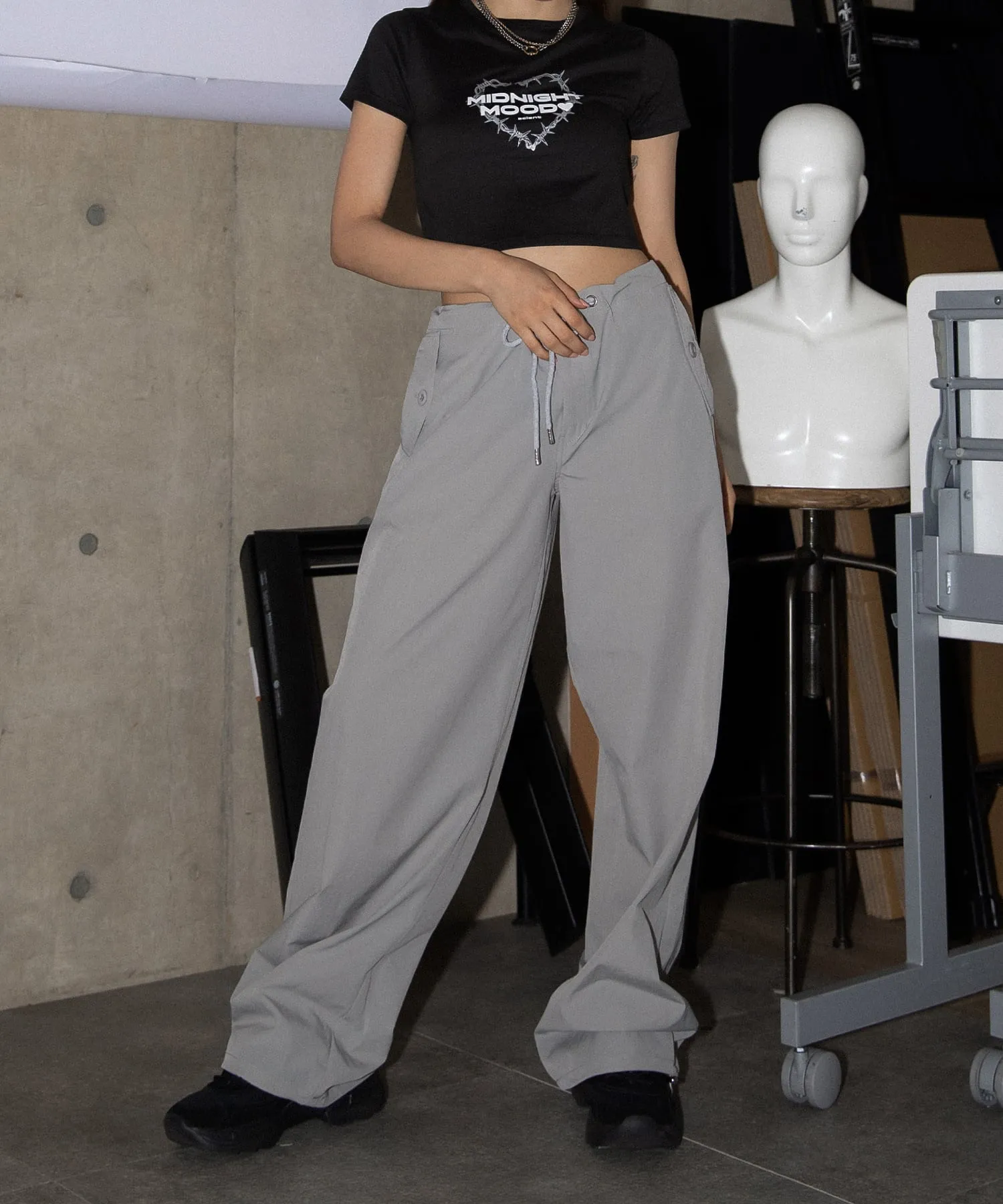 String airy nylon pants