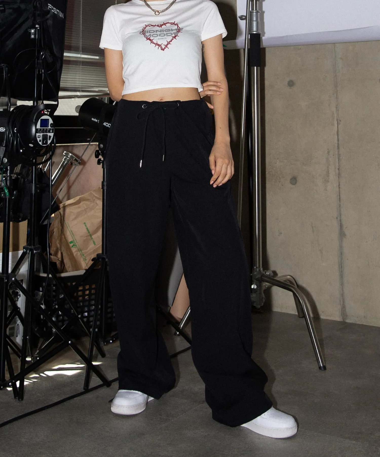String airy nylon pants
