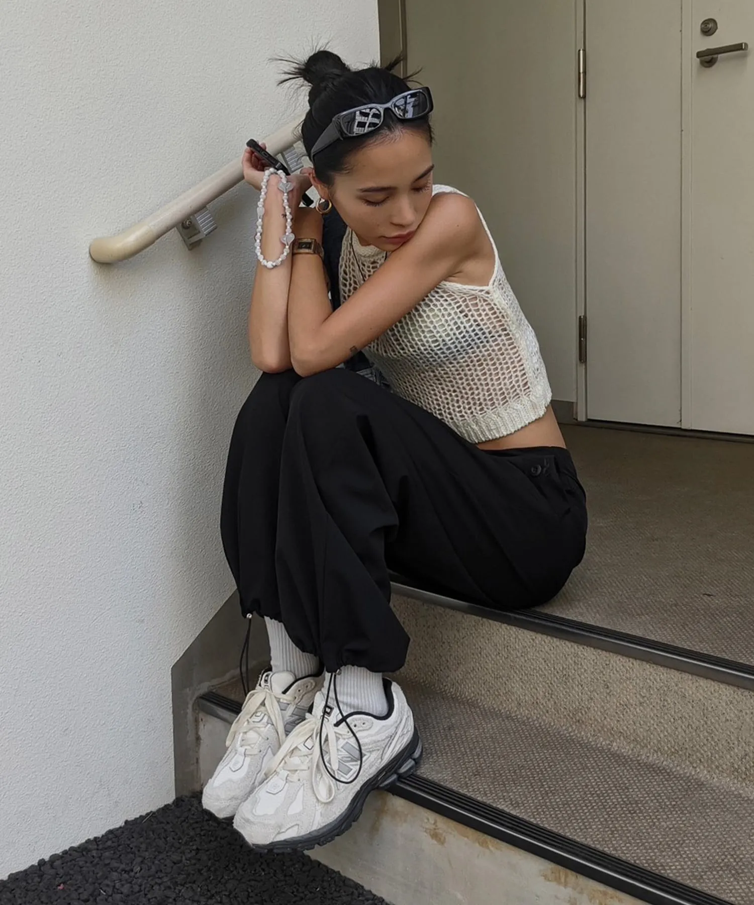String airy nylon pants