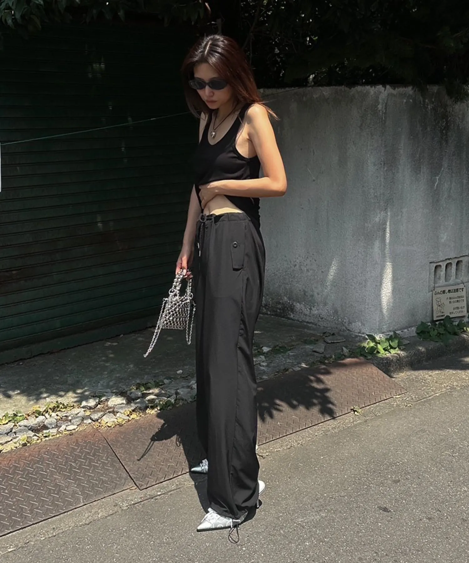 String airy nylon pants