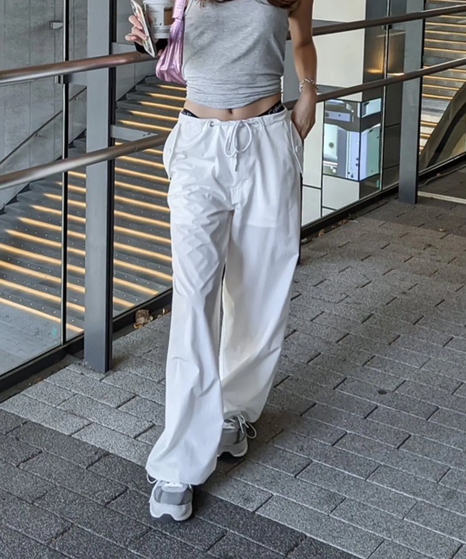 String airy nylon pants