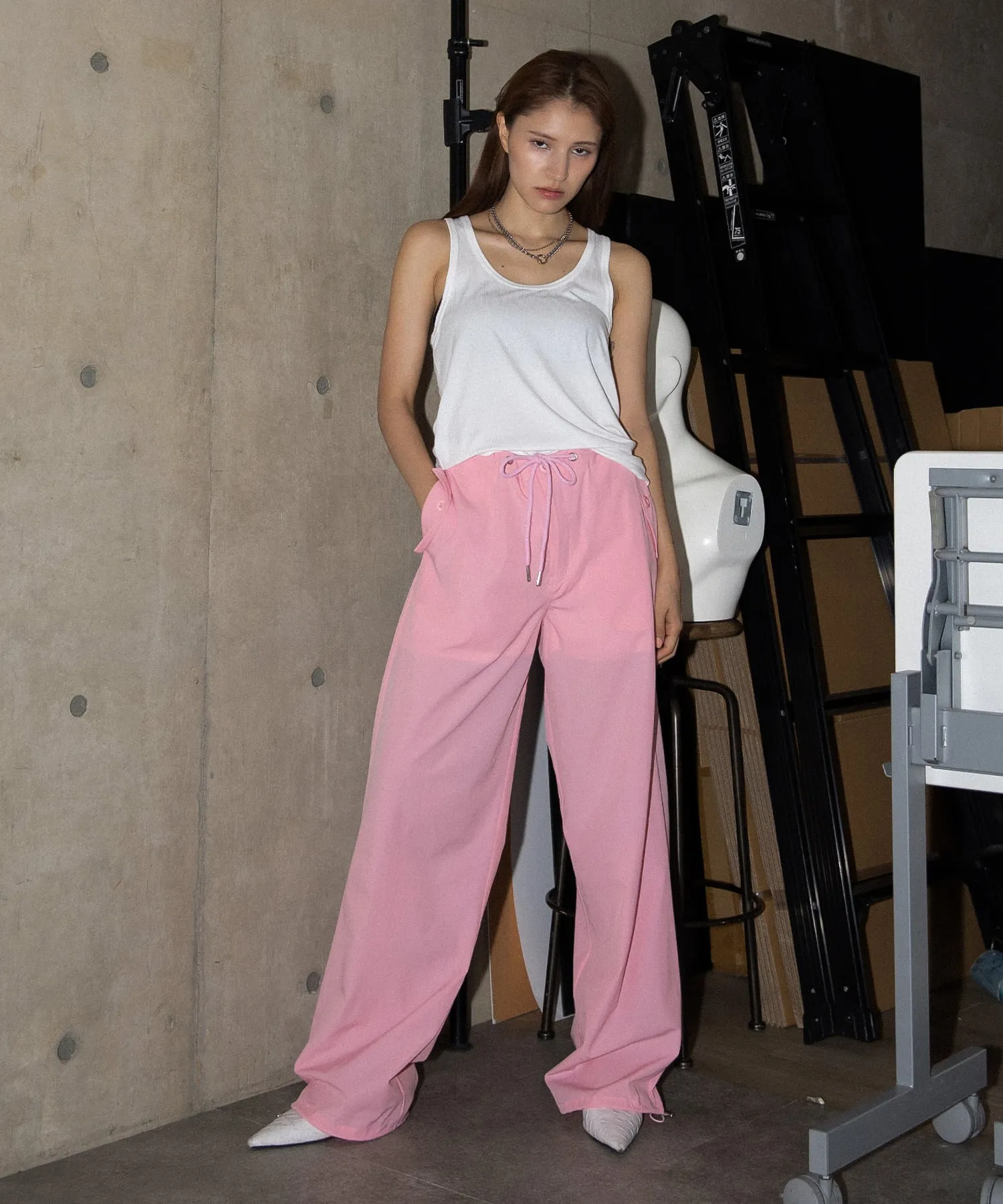 String airy nylon pants