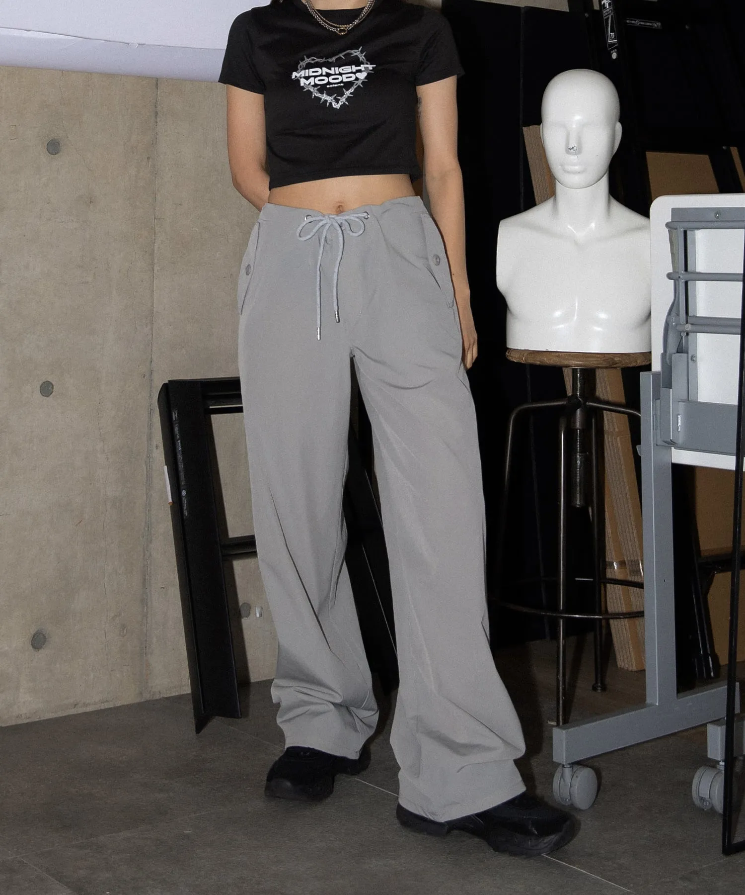 String airy nylon pants