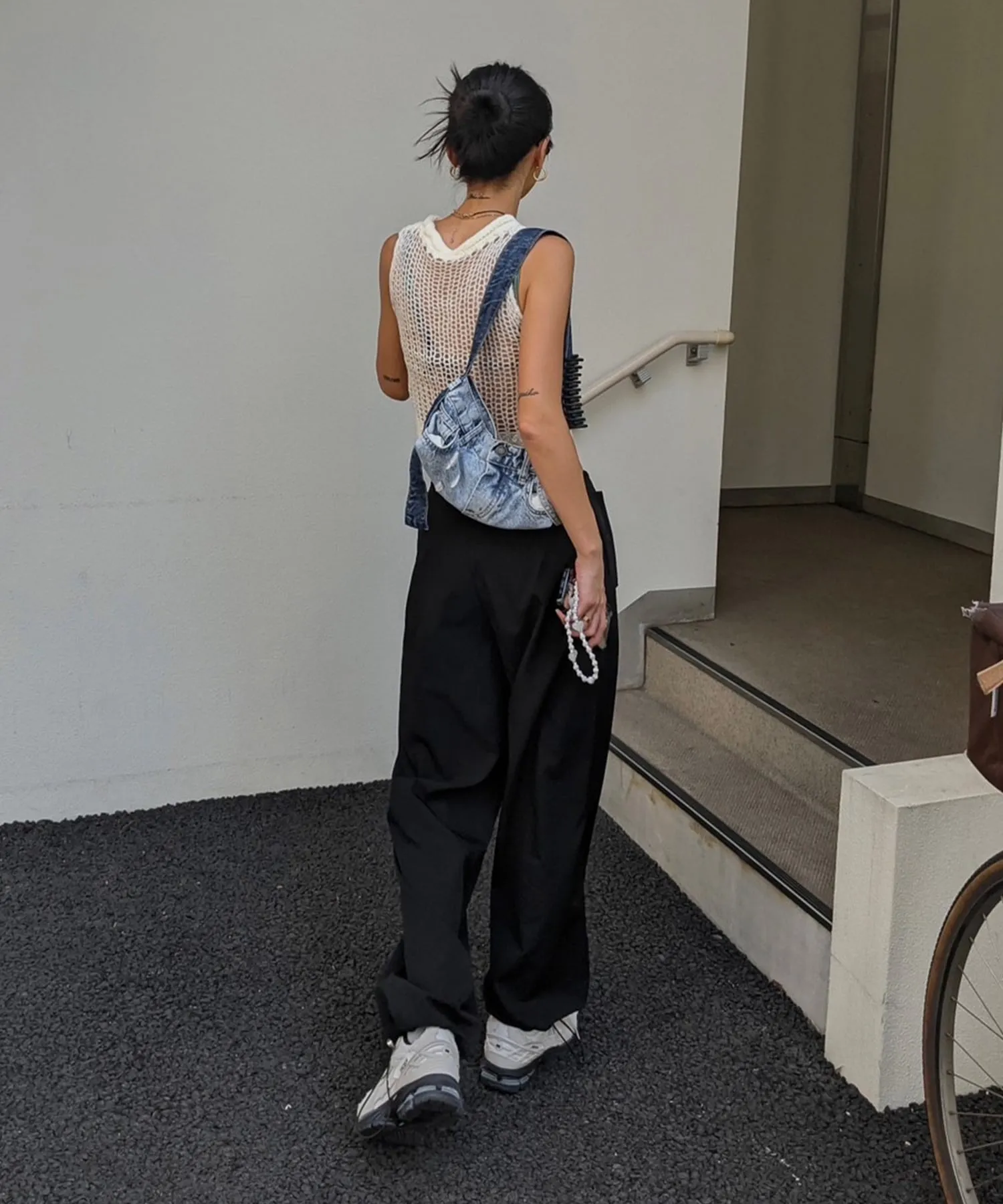 String airy nylon pants