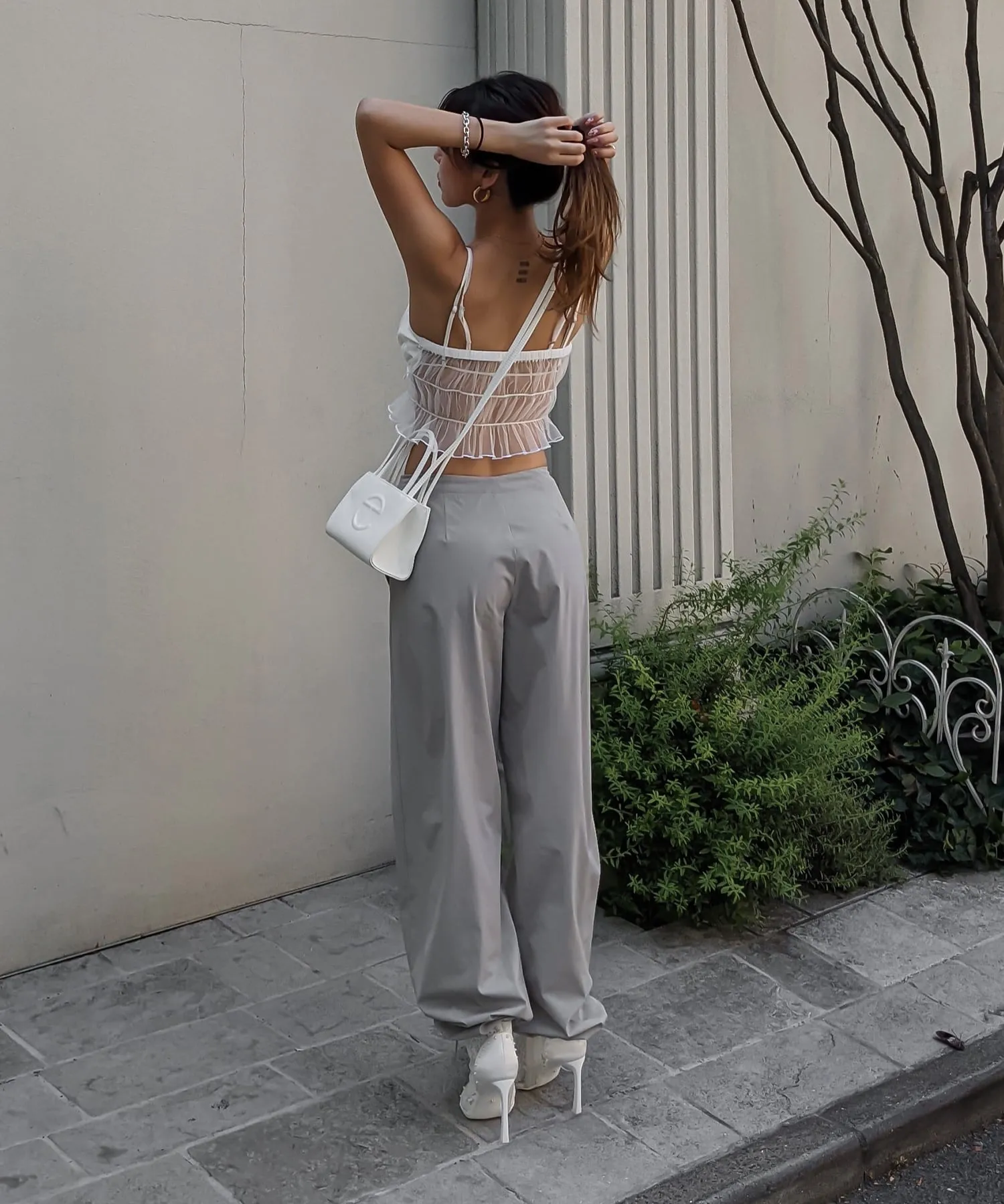 String airy nylon pants