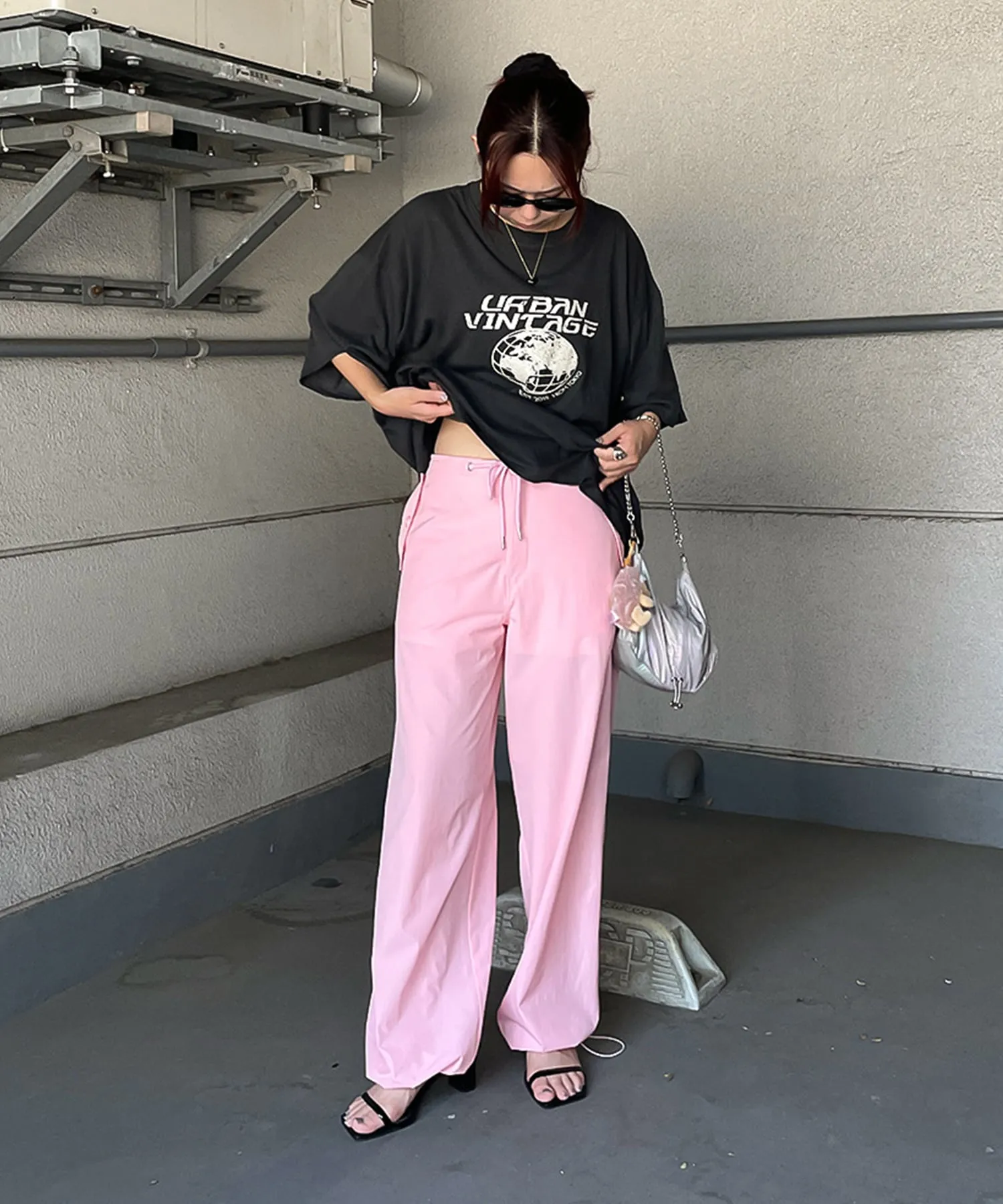 String airy nylon pants