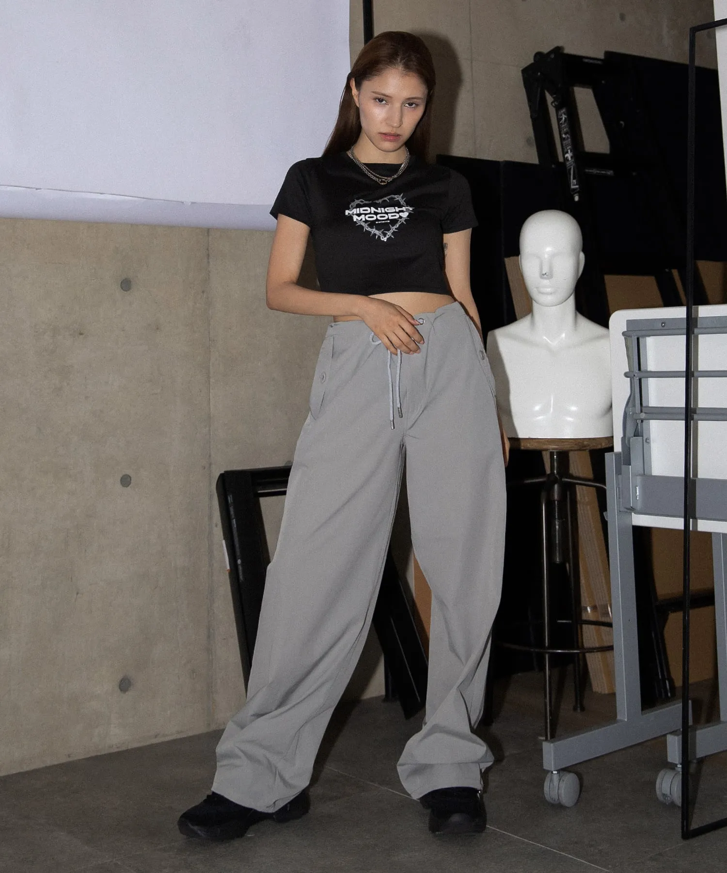 String airy nylon pants