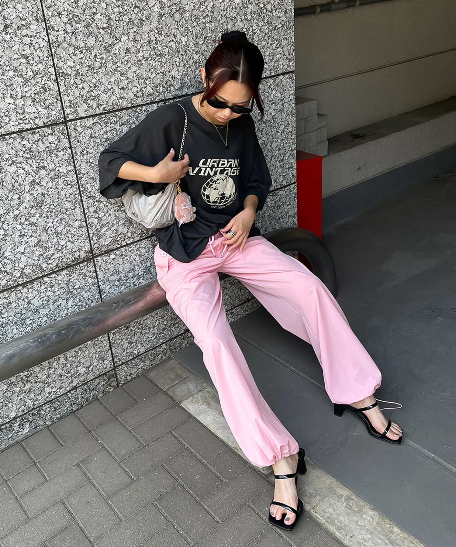 String airy nylon pants