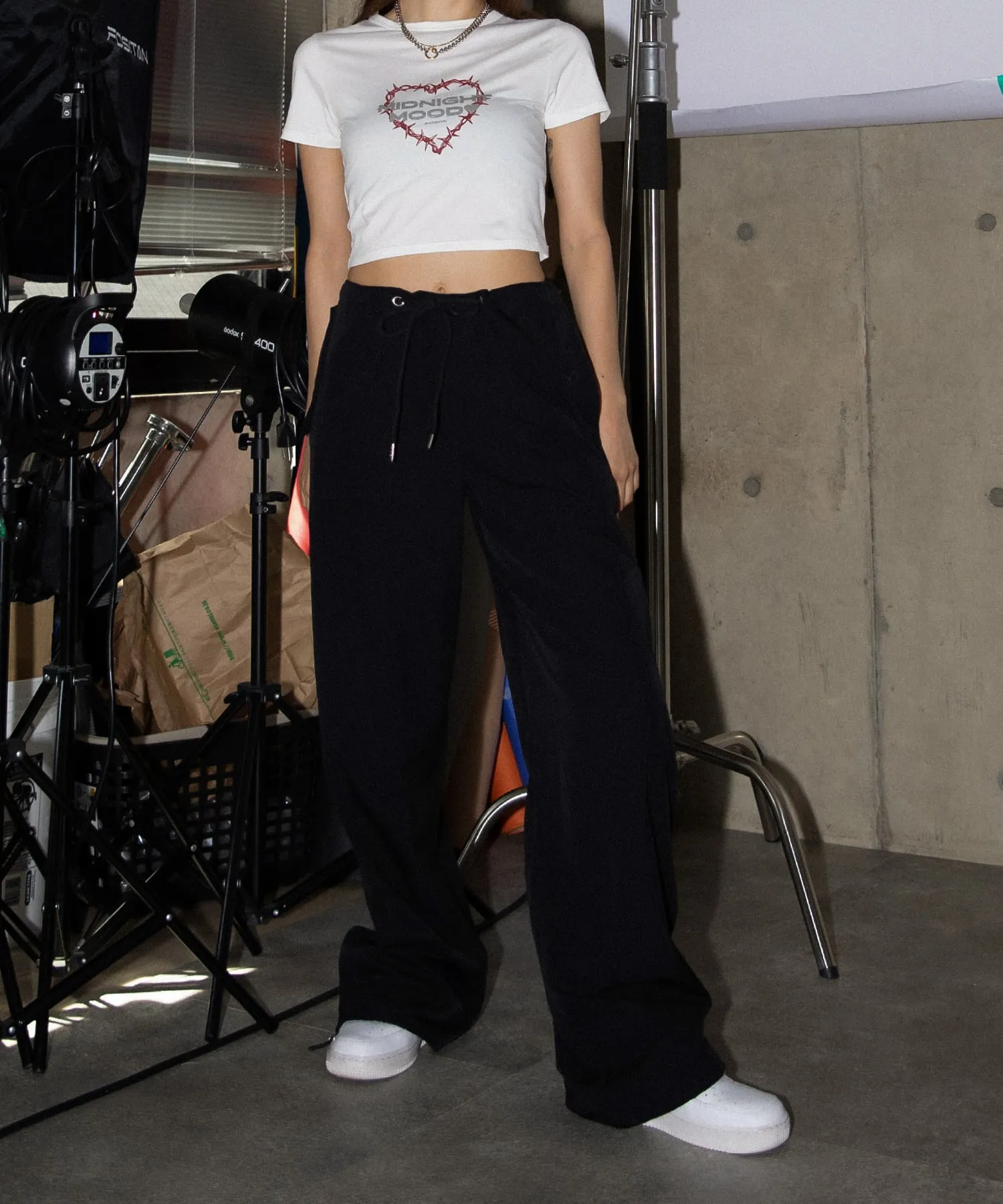 String airy nylon pants