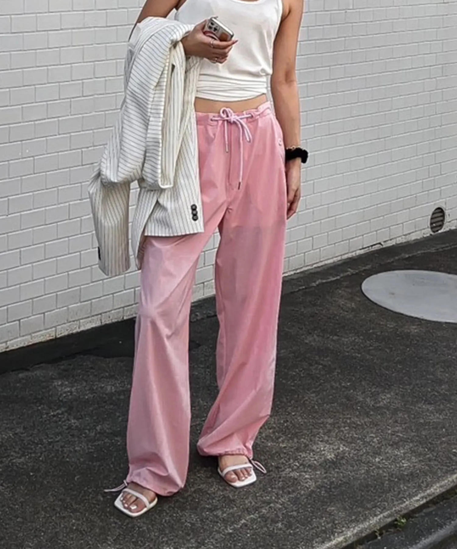 String airy nylon pants