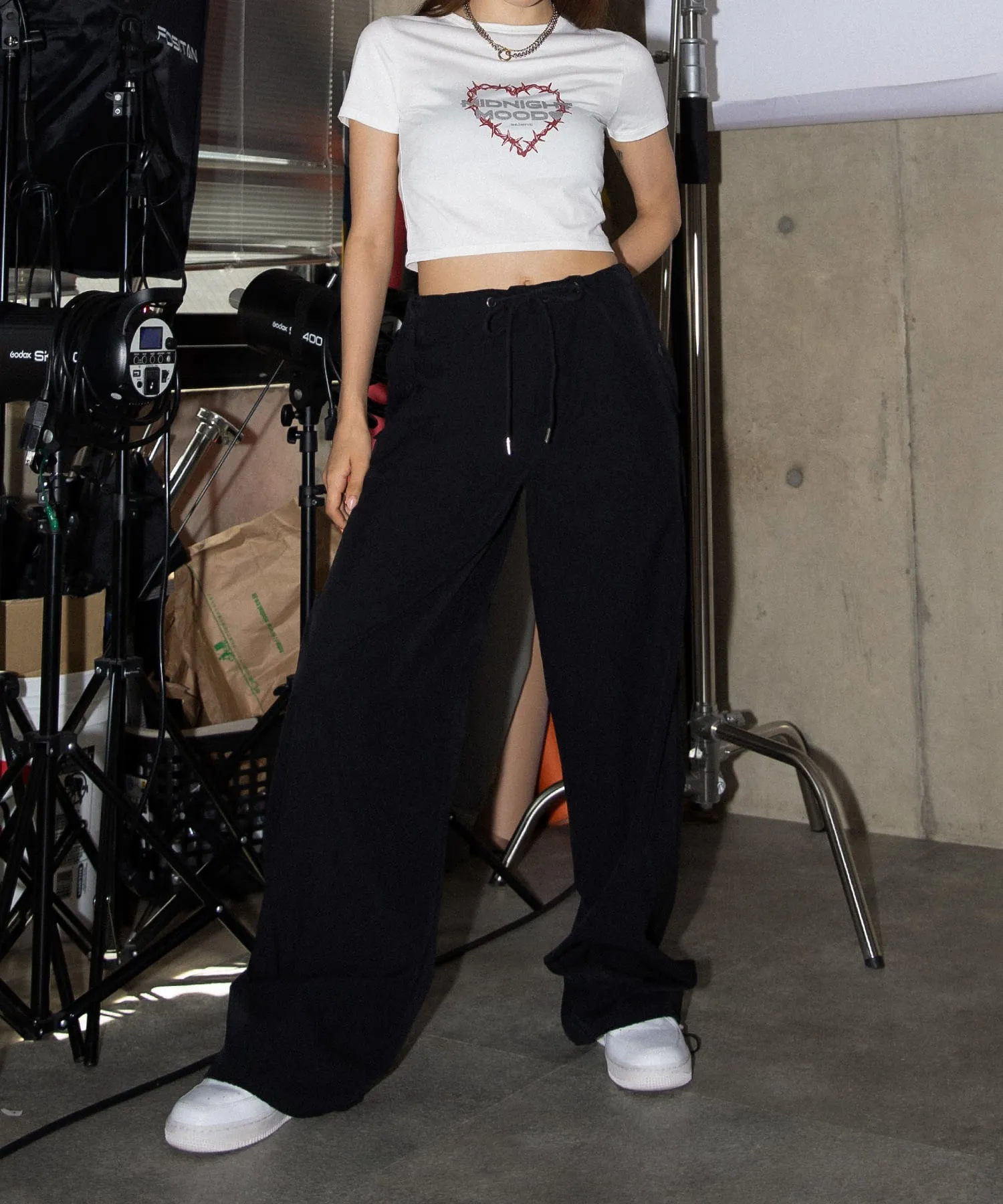 String airy nylon pants