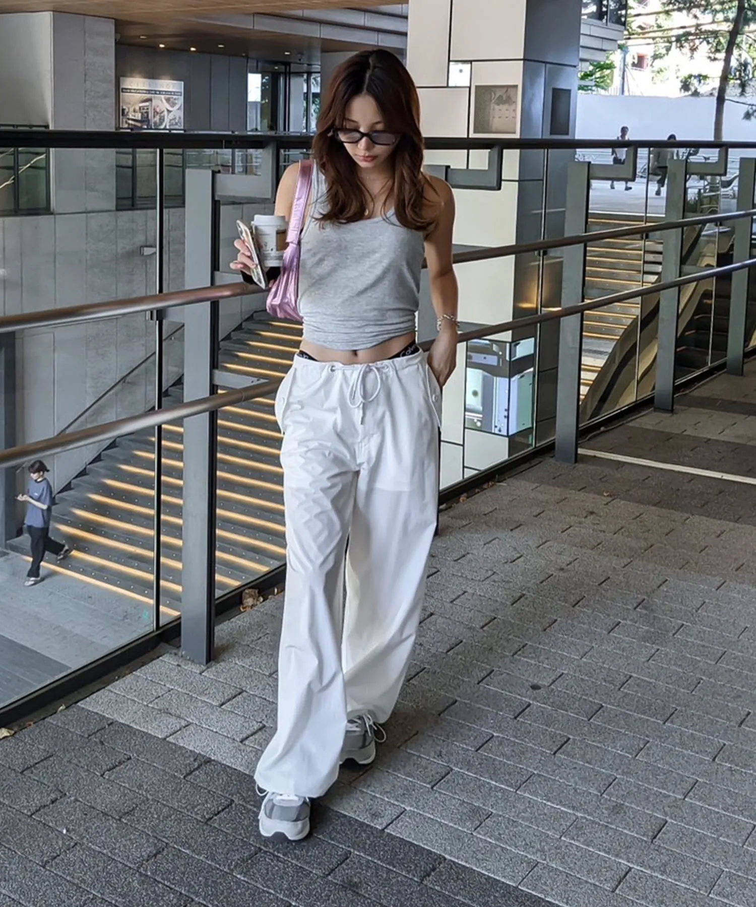 String airy nylon pants