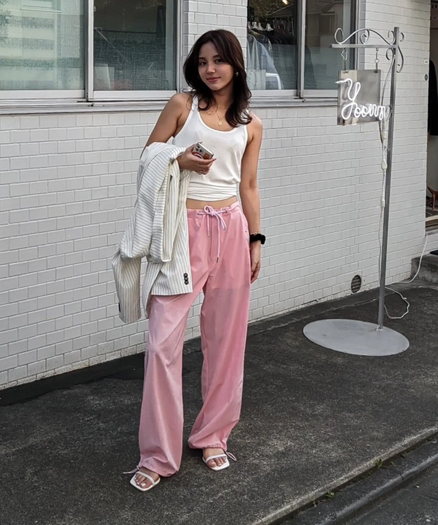 String airy nylon pants