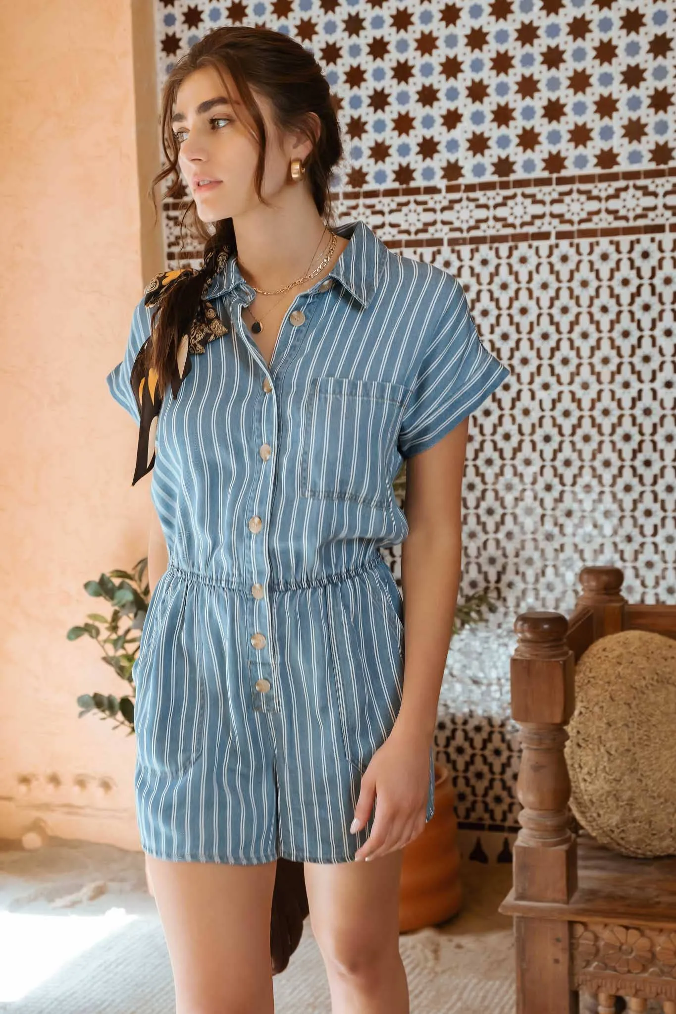 Stripe Button Down Romper