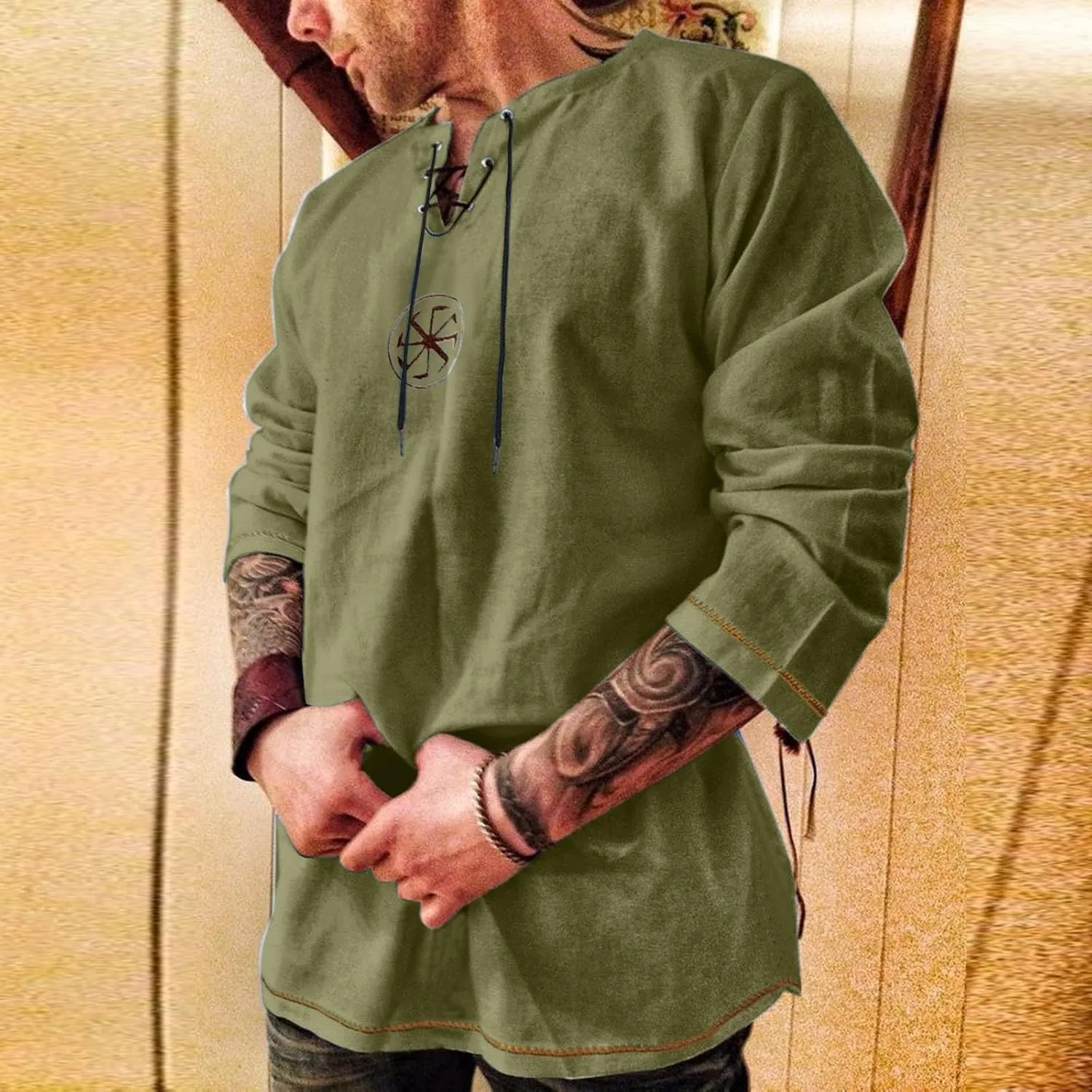 Summer Shirts for Men 3/4 Sleeved Tie The Rope Comfortable Athletic Sport Pants Comfy Fashion Trendy T-Shirts