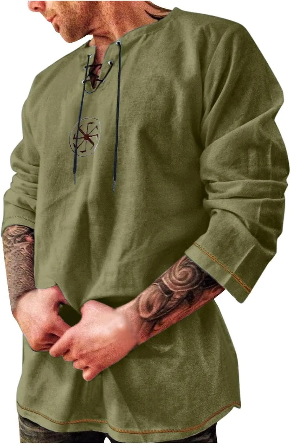 Summer Shirts for Men 3/4 Sleeved Tie The Rope Comfortable Athletic Sport Pants Comfy Fashion Trendy T-Shirts