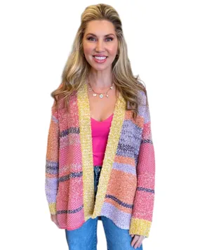 Tenley Knit Dreamer Cardigan (Purple/Coral/Multi-Color)