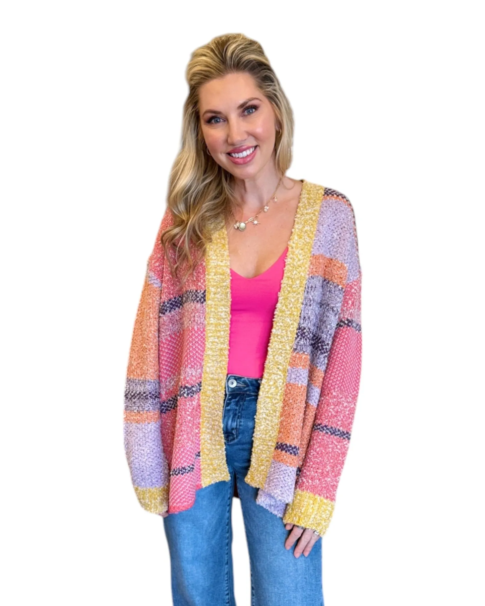 Tenley Knit Dreamer Cardigan (Purple/Coral/Multi-Color)