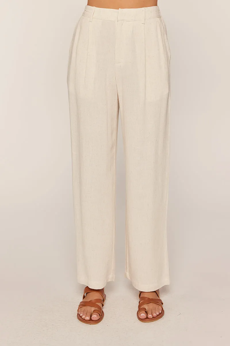 The Louise Linen Wide Leg Pants in Natural