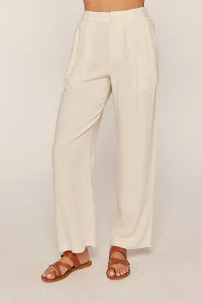 The Louise Linen Wide Leg Pants in Natural