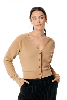 The Universal Cardigan: Crop - Magic Double Knit - Camel