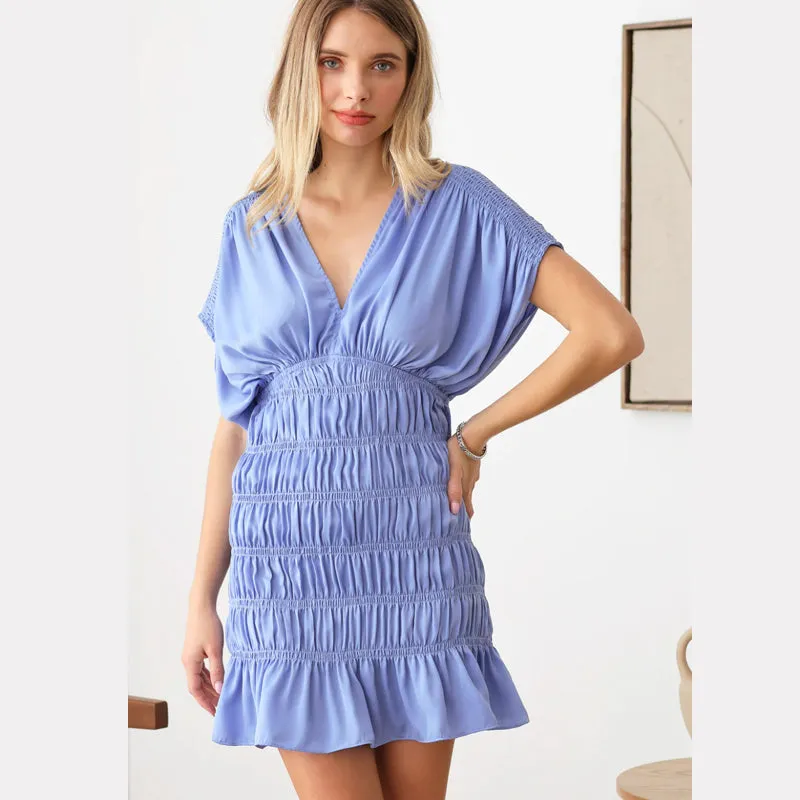 Tie Back Ruched Mini Dress