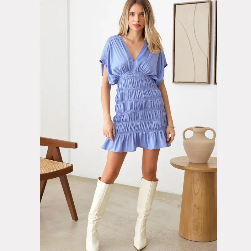 Tie Back Ruched Mini Dress