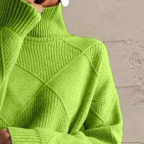 Turtleneck Pullover Sweater for Women Oversized Trendy Long Sleeve Chunky Knit Jumper Casual Comfy Soft Sweater